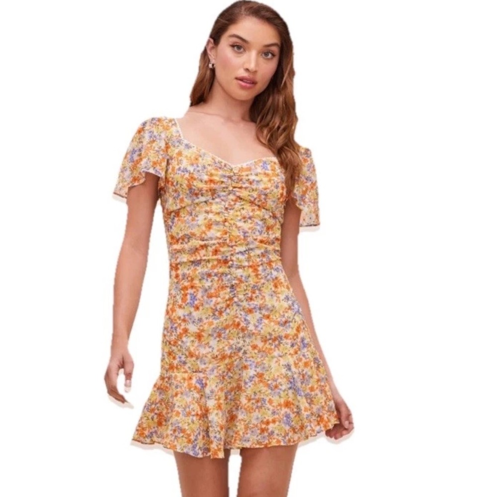 ASTR So Smitten Mini Dress Women's M Floral Cottagecore Boho Spring Dainty Chic